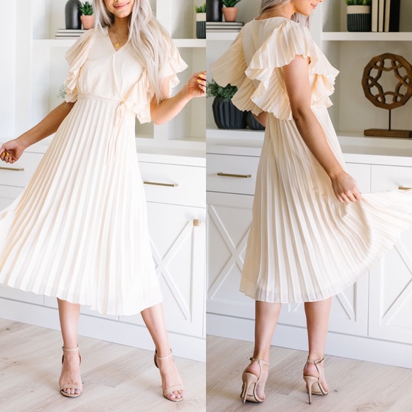 Dash of Pink Dresses & Skirts - Pretty Pleats With A Cherry On Top Midi Dress